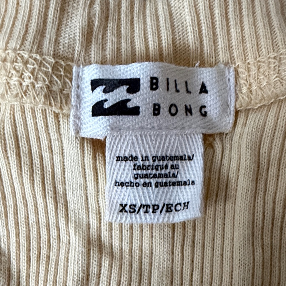 Billabong Jayde Rib Cotton -  Women's Light Yellow Ribbed Top - size XS - Picture 3 of 4